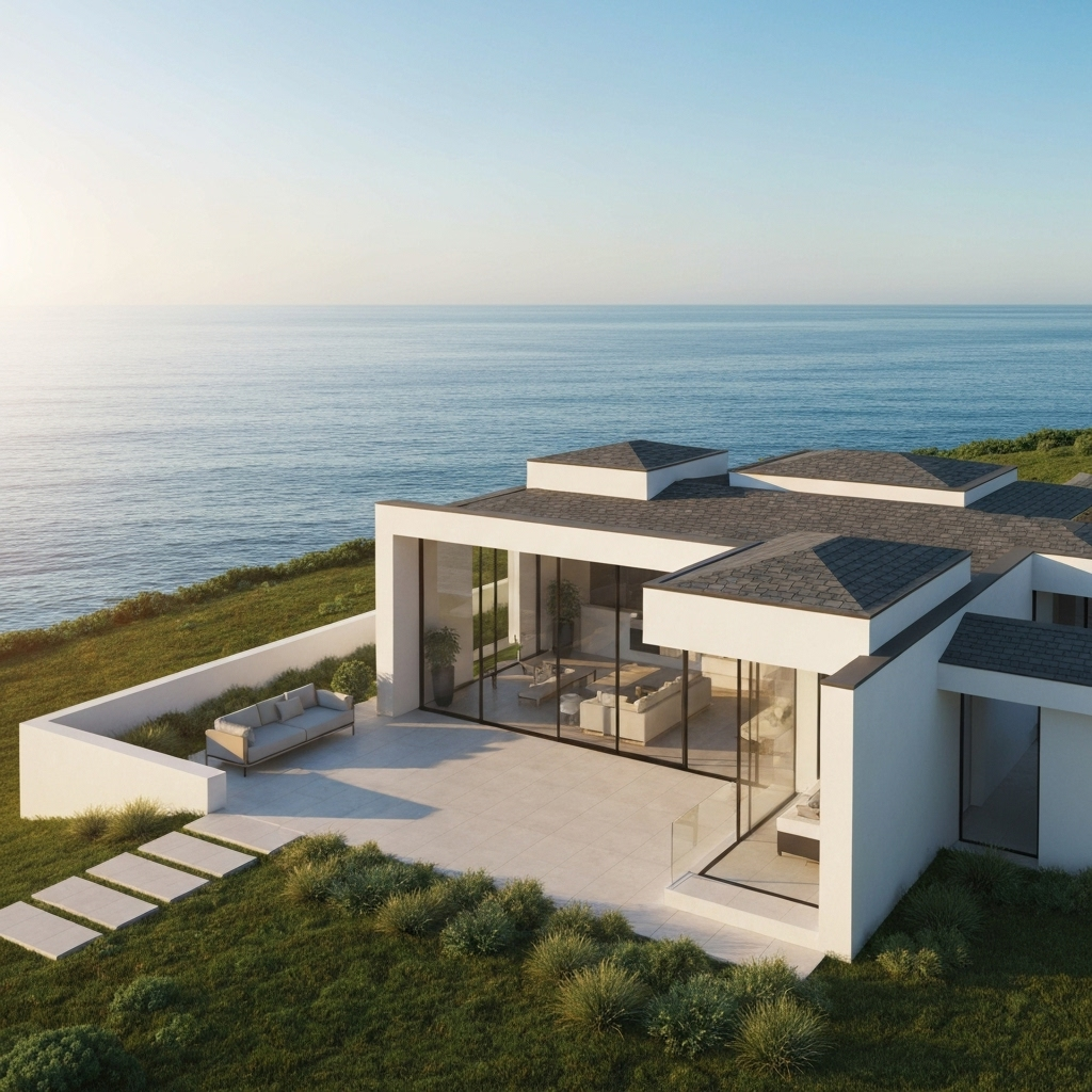 Modern completed home with stunning ocean view